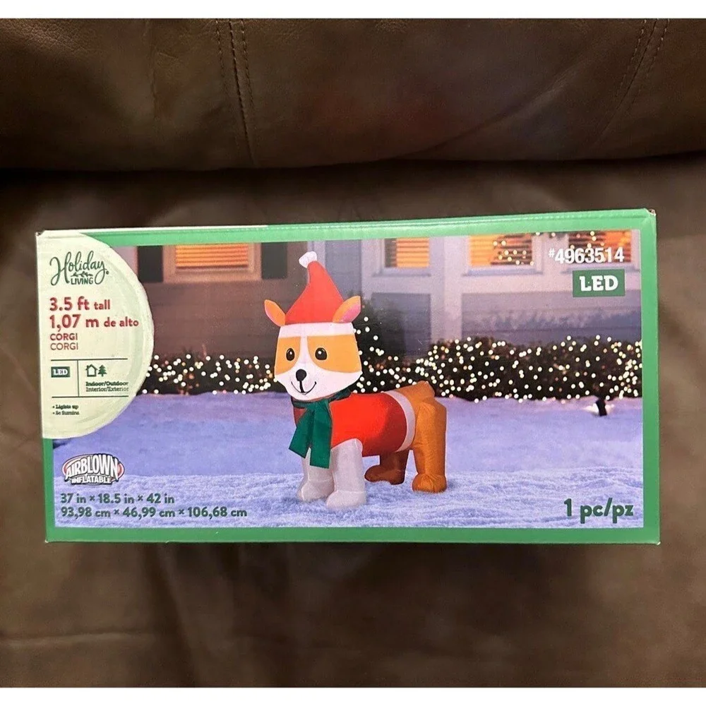 3.5ft Corgi Dog Holiday Airblown Inflatable
